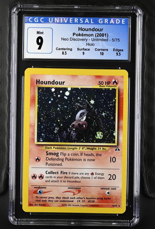 2001 Pokemon Neo Discovery Holo Houndour #5 CGC 9