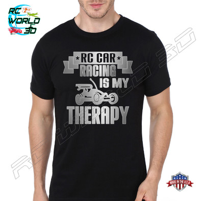 RC Racing Therapy Men s T-Shirt 100% Cotton Pre-Shrunk Black Gray Front Print