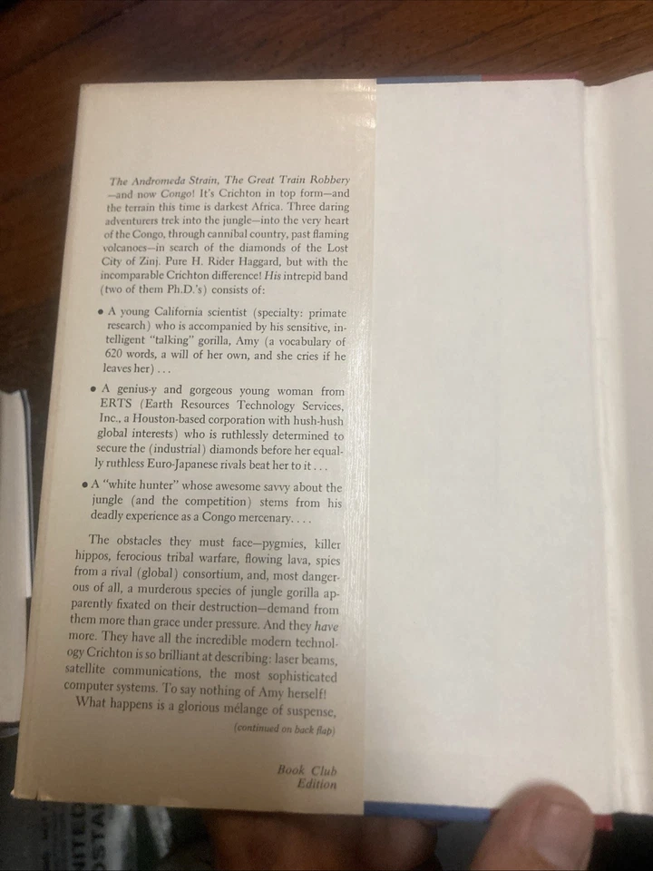 CONGO by Michael Crichton - Book Club FIRST EDITION Foto 4 de 4