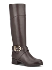 TOMMY HILFIGER Womens Brown Stretch Forg Round Toe Block Heel Riding Boot 5 M