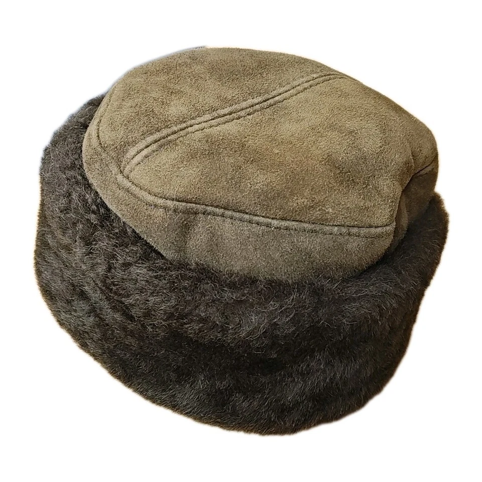 Sombrero cosaco de gamuza marrón Susan Bradford forrado de piel invierno gorra para nieve Vermont EE. UU. O/S Foto 2 de 4