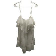 Victoria's Secret NWT Size Large White Metallic Thin Strap Ruffle Nightie Top