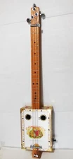 Cigar box guitar, 3 string, metal frets, piezo sound PU  installed (see desc)