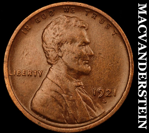 1921-S Lincoln Wheat Cent- Extra Fine+ Semi Key Better Date No Reserve #J563