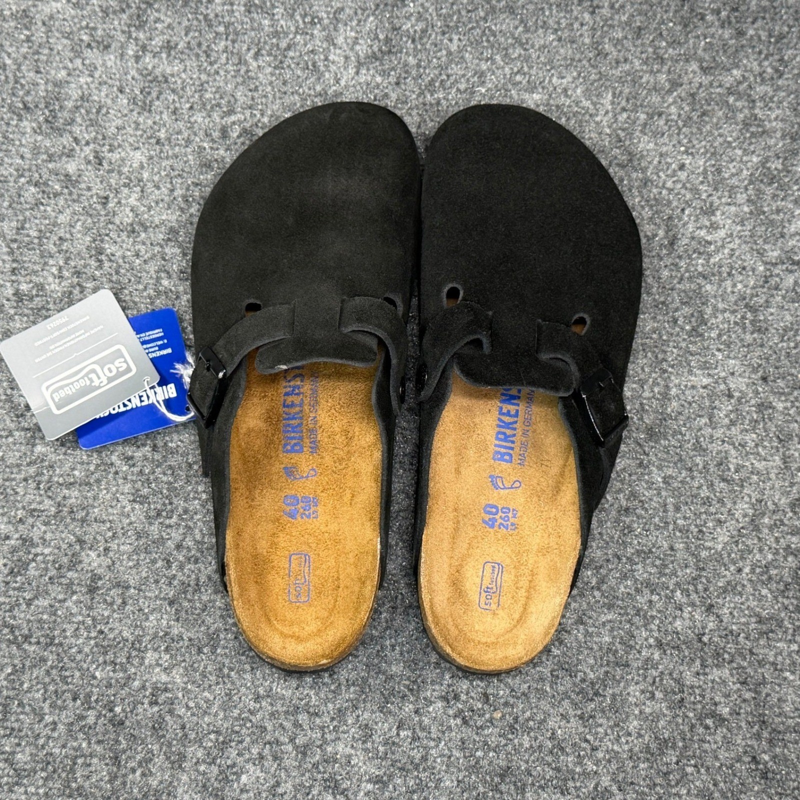 Birkenstock Boston Clogs Women's 9 Black Suede Soft Footbed Slip On Sandal Shoes image 10