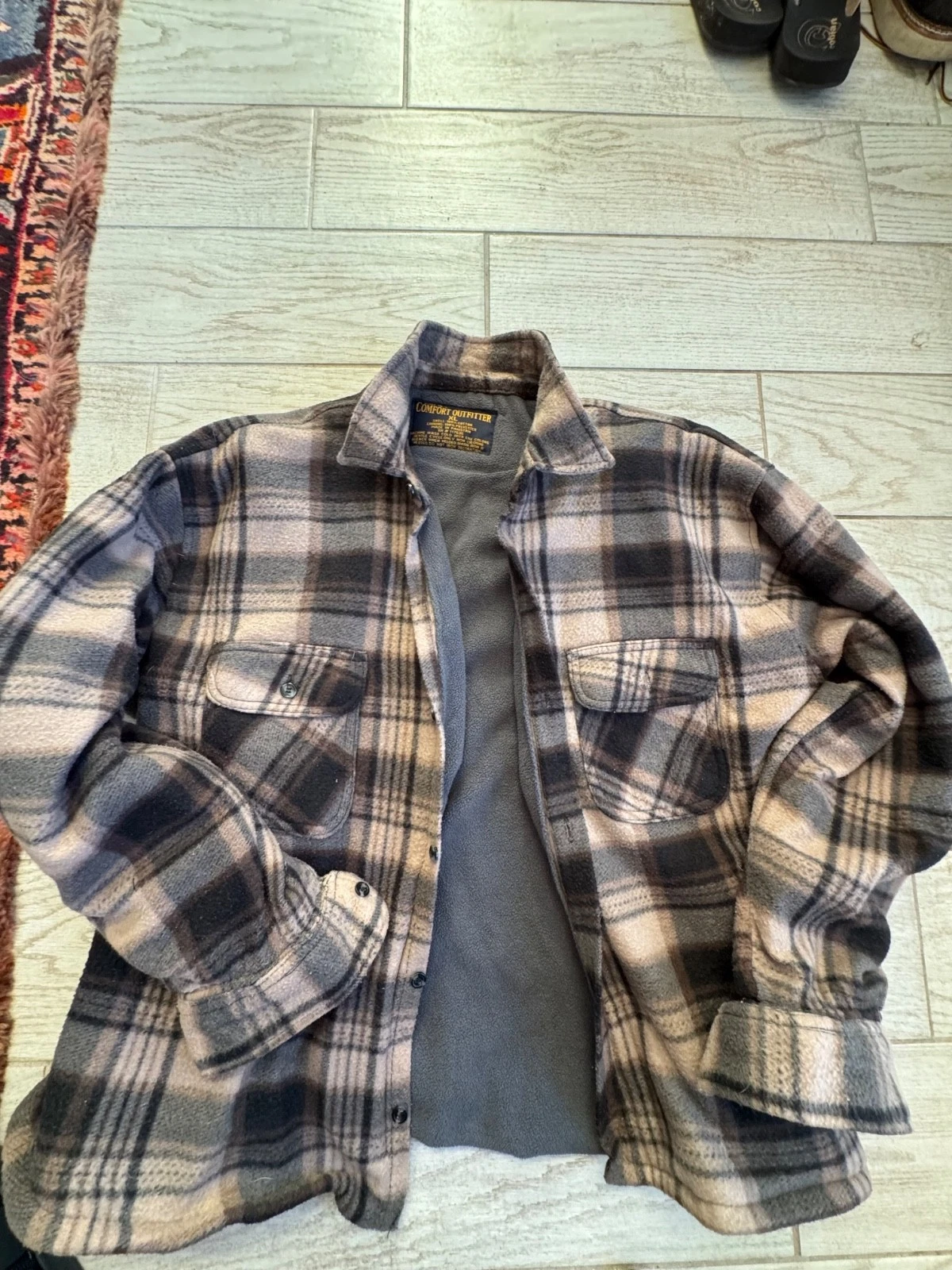 Comfort Outfitters Mens Cotton XL Flannel Lined Plaid Shirt Jacket Long Sleeve