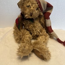 Russ Berrie Castaño Navidad Oso de Peluche Felpa Medias Sombrero Bufanda Etiqueta 4735