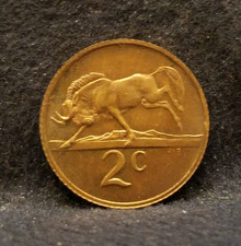 1977 South Africa 2 cent, wildebeest, RB proof, KM-83