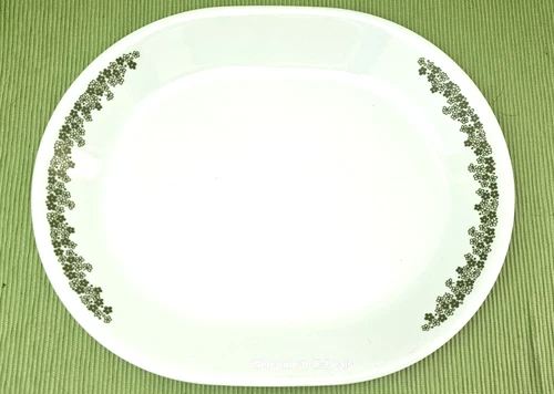 Corelle Spring Blossom Green Platter 12" Vtg Crazy Daisy Serving Oval Plate GA