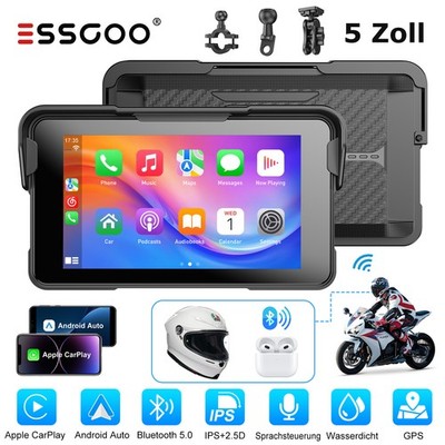 ESSGOO Waterproof Motorcycle Navigator Carplay Android Auto Touchscreen 5 Zoll