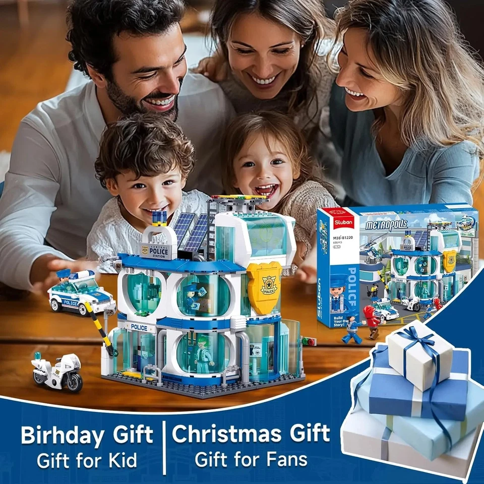 686 шт. полицейских строительных блоков — участок, автомобиль и вертолет 🚁 - Изображение 3 из 4