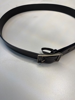 Prada Vintage Thin Black Leather Belt with Silver Square Buckle | eBay