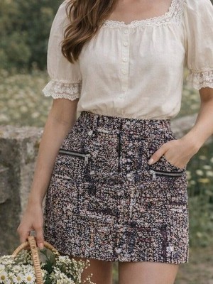Club Monaco Mini Skirt Women s 2 Corduroy Dainty Ditsy Floral Cottagecore