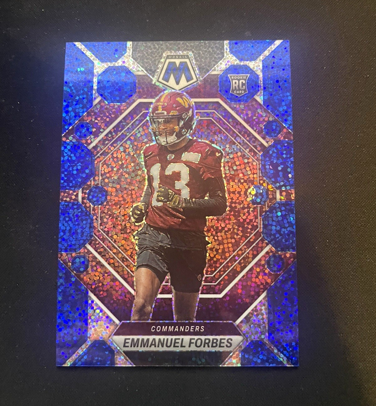 Panini 2023 Mosaic Emmanuel Forbes Rookie RC #319 Blue Disco Prizm 28/96