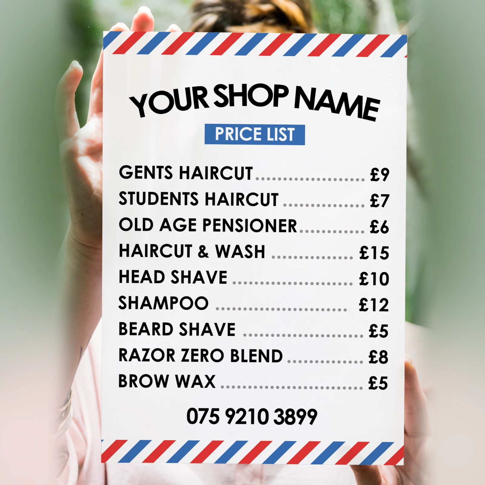 Barber Shop Price List Poster Sign