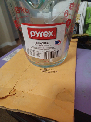 Pyrex Prepware 2-Cup Glass Measuring Cup Clear Red USA Made PYREX Red Lettering