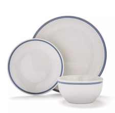Very Home Blue Edged 12-Piece White Porcelain Dining/Dinner Set (4 Place) £57.99