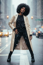 Beige Leather Venus Williams Trench Coat Designed for Wilson Leather, Size Small