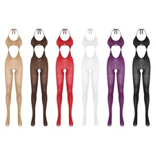 Womens Bodysuit Footed Bodystockings Night Jumpsuit Nightwear Sheer Date Night