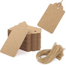 150pcs Tags with String Attached, 1.6 x 2.8 inch Kraft Paper Hang Tags for