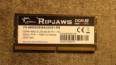 G.Skill Ripjaws 32GB DDR5 4800MHz CL38 SO-DIMM laptop RAM (1x32GB)