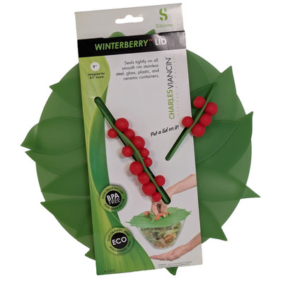 Charles Viancin Silicone Lid 9'' Winterberry 5302 Green Red Round New