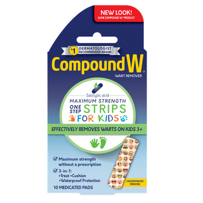 Compound W One Step Wart Remover Strips for Kids Max Strength Waterproof 10 Ct