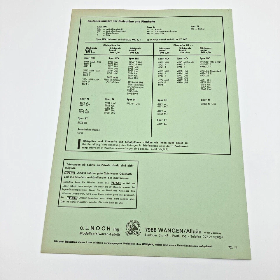 Noch Model Train and Railroad Accessories New Products and Pricelist 1972 German - Image 4 of 4