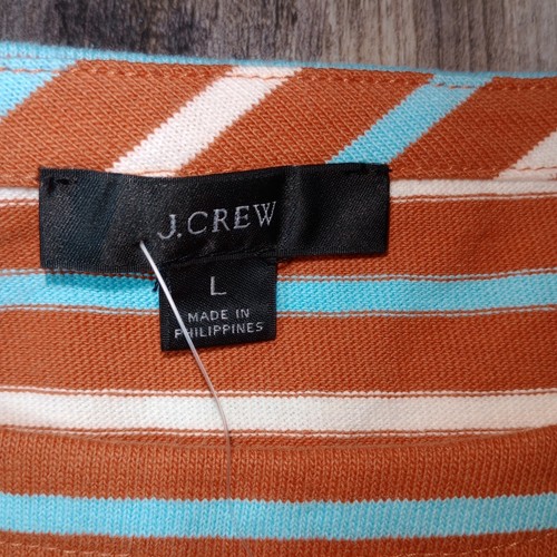 NWT J Crew Long Sleeve Striped Top Women's Size Large 100% Cotton Orange Blue - Picture 4 of 12