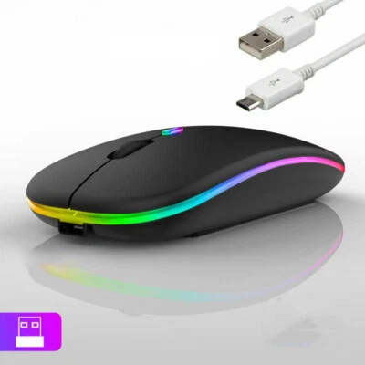 MOUSE Ottico SENZA FILI WIRELESS USB 2.4ghz Batteria interna Ricaricabile LED PC