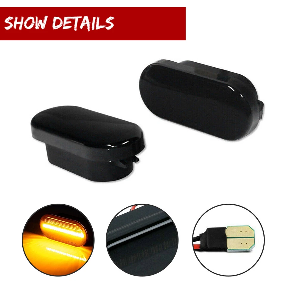 Smoked LED Side Marker Signal Lights For Volkswagen MK4 Jetta GTI R32 Beetle - Image 3 of 4