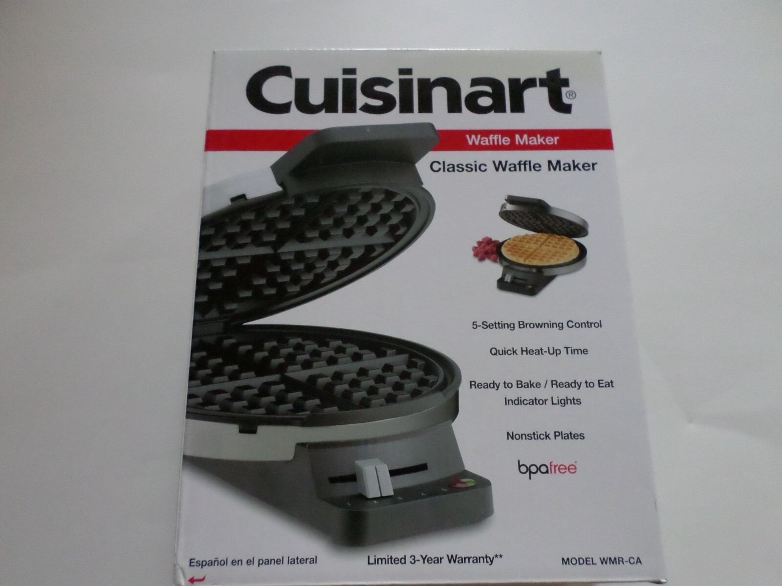 Cuisinart WMR-CA Classic Round Waffle Maker in Brushed Stainless Steel - New-image