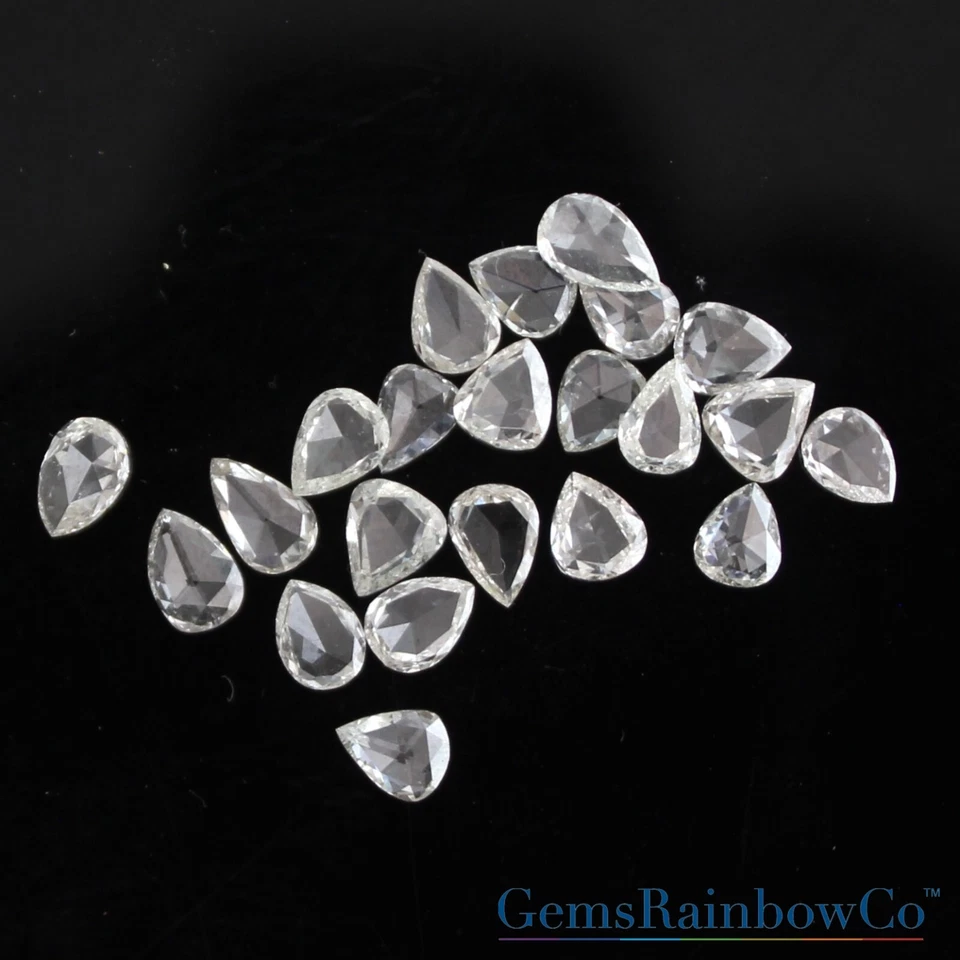 Natural White Diamond Rose Cut Pear, Earth Mined Diamond I-Color, VS2 clarity, - Image 3 of 4