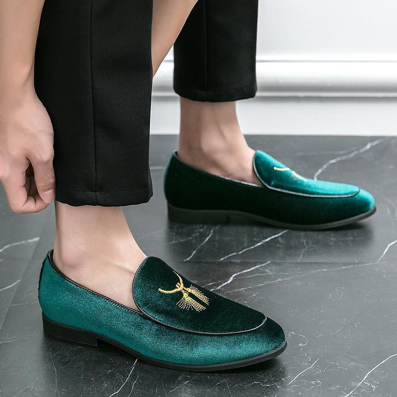 green emerald velvet dress Mens Santino Luciano Shoes Soft Velvet Slip On Loafer Formal C351 Emerald Green main image 0