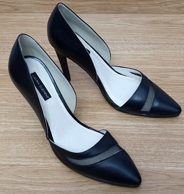 Laura Clement Ladies Negro Cuero cortar Tribunal Malla De Salón Zapatos de Taco  Alto UK 6.5 | eBay
