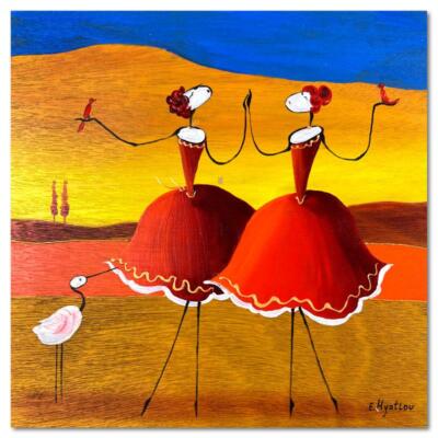 Ester Myatlov Hand Signed Original Painting on Wood Panel with LOA