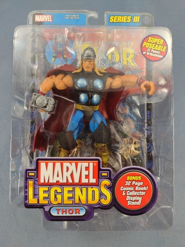 Vintage NEW 2002 MARVEL LEGENDS THOR SERIES 3 TOYBIZ ACTION FIGURE W/ COMIC BOOK