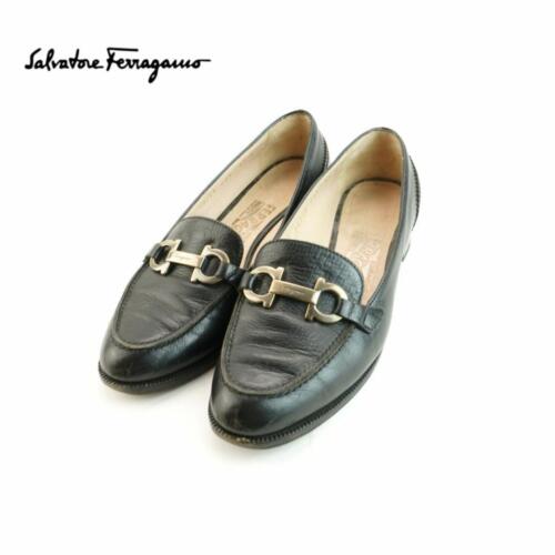 Salvatore Ferragamo Women's Loafers Gancini Leather Black 5.5 07608c - Picture 1 of 24