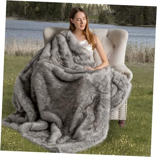 Luxury Faux Fur Blanket, Warm Long Pile Fur Blanket, Super Thick 50