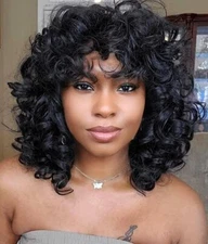 Loose Curly Wigs for Black Women Synthetic Hair Women Black wig African American