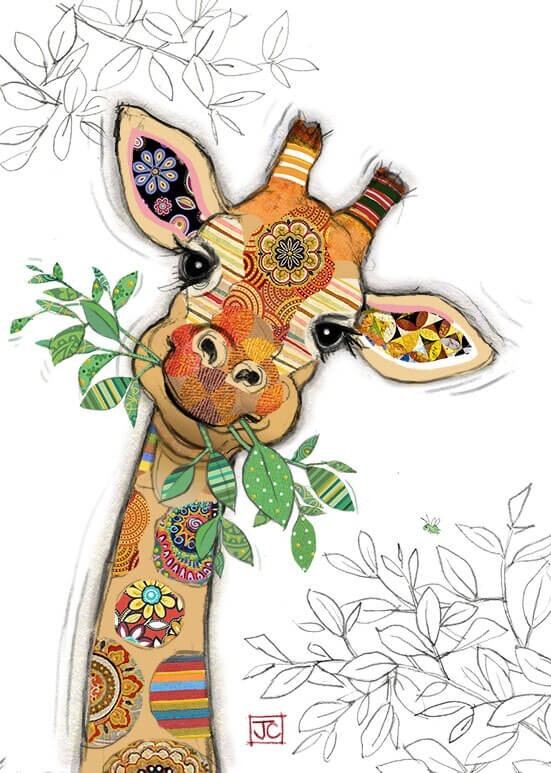 Decorative Birthday Card Giraffe - Bug Art Foil Finished Embossed Design