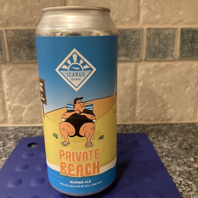 16oz Private Beach Blonde Ale New Jersey beer can. Icarus Brew
