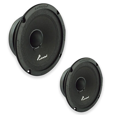 Pair Audiopipe 6 Sealed Mid Bass Loud Speaker 500W 8 ohms 1.5 Voice Coil Black