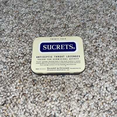 VTG SUCRETS Antiseptic Throat Lozenges Merck Sharp & Dohme Tin USA - NO rust