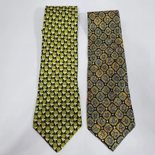 Banana Republic Neck Tie Men's One Size Floral & Geometric 100% Silk Lot of 2