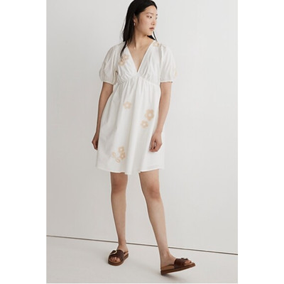  Madewell NWOT Annamarie Mini Dress floral white tan daisy 2