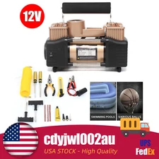 12V Double Cylinder Air Pump Compressor Heavy Duty Car Auto Tire Inflator 150PSI