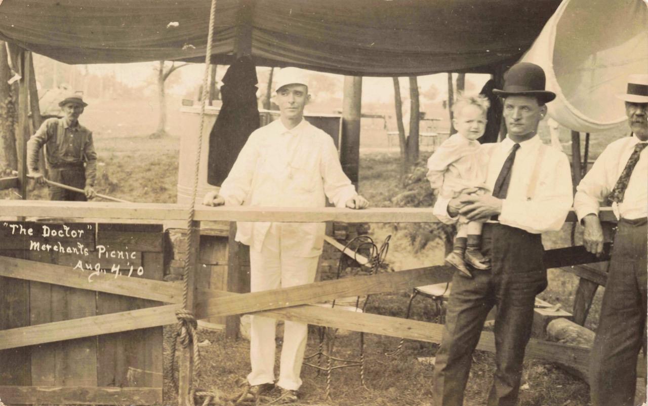 SISTERSVILLE W.VA 1910 rppc THE DOCTOR MERCHANTS PICNIC Tyler Co. WEST