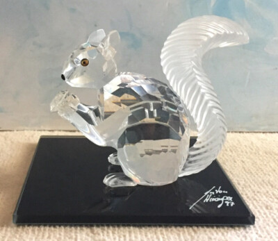 New Swarovski SQUIRREL, black mirror, SCS 10th Anniversary, Anton Hirzinger, NIB