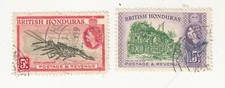 British Honduras 1957-61. Spiny Lobster 5c, Maya Frieze 15c. Sc# 148, 162